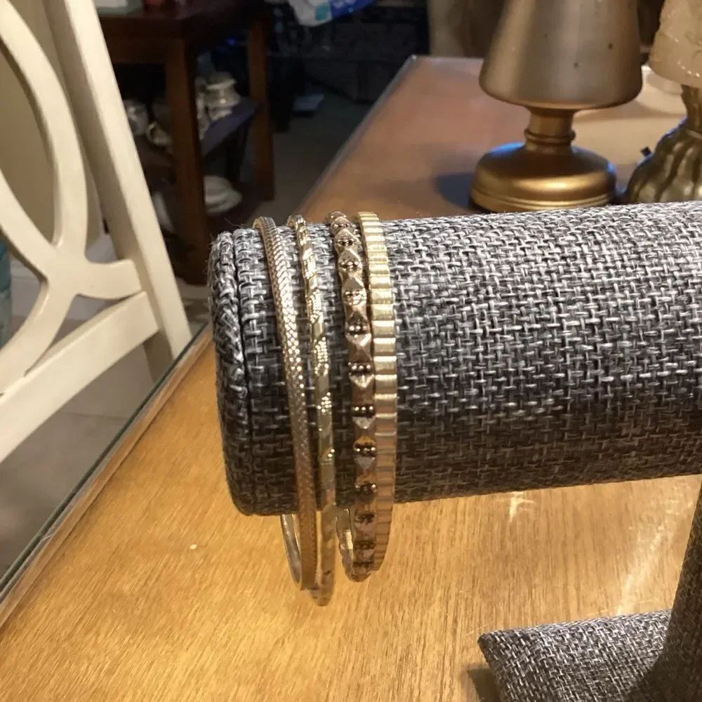 Set of 4 Goldtone Bangle Bracelets - Picture 2 of 6